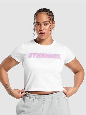 Gymshark Y2K white rhinestone top